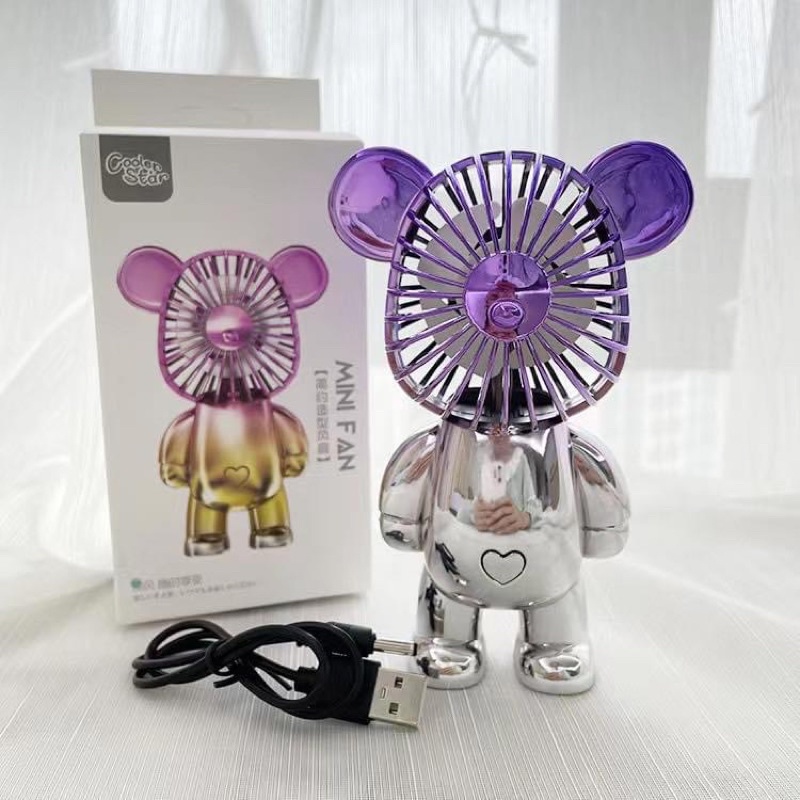 QUẠT CẦM TAY MINI HÌNH GẤU NHIỀU MÀU