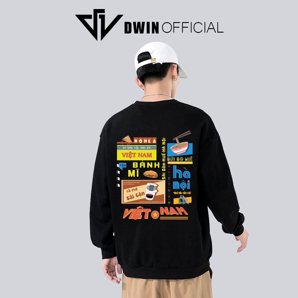 Áo sweater nỉ Nón Lá unisex DWIN basic nam nữ form rộng oversize local brand SP00092