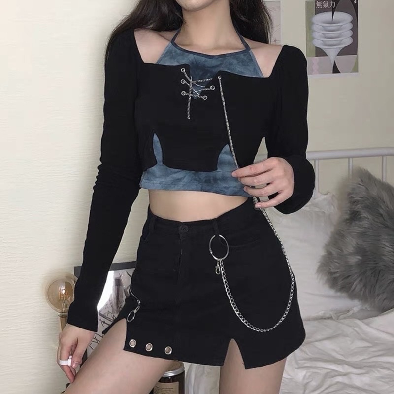 Pass cả set áo + chân váy