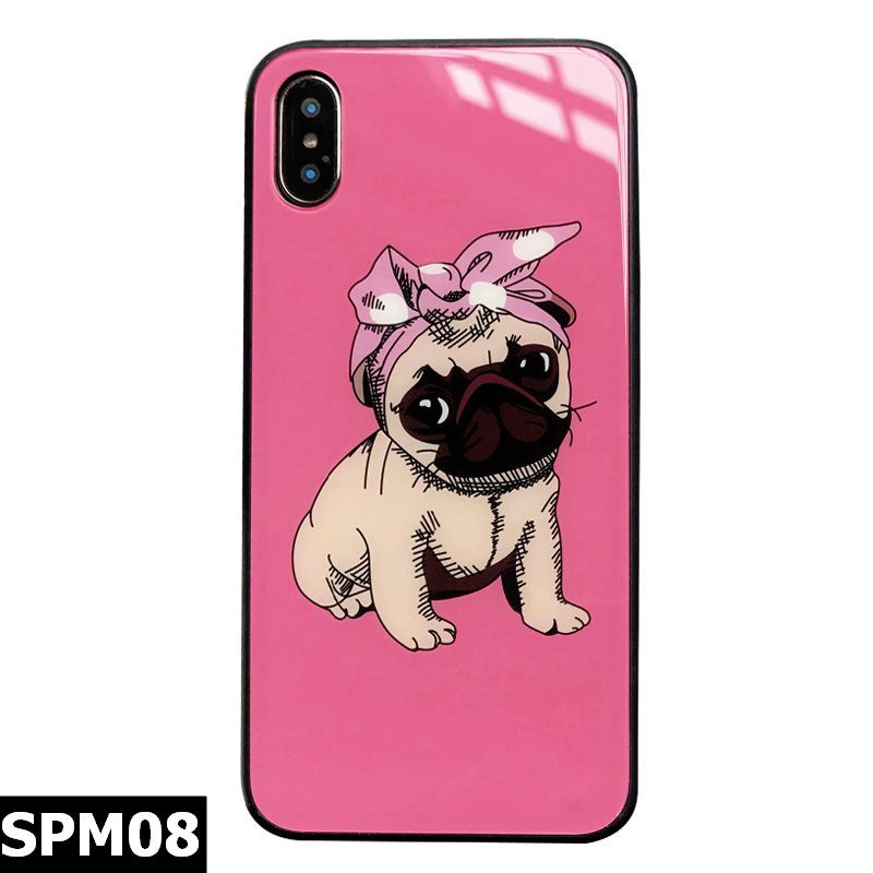 Ốp lưng kính cường lực in hình Chó Pug dành cho máy iPhone