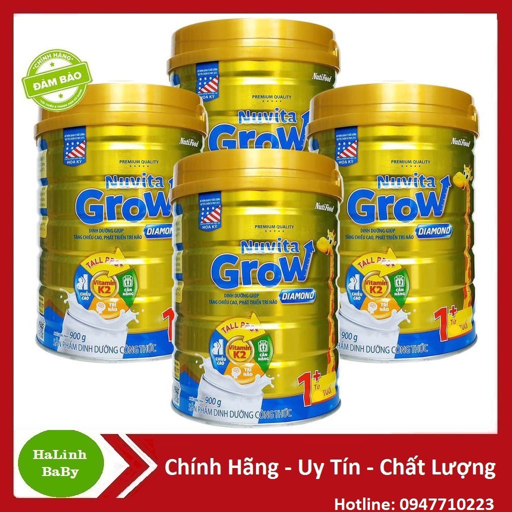 Combo 4 Lon Sữa Nuvita Grow Diamond 1+ 900g