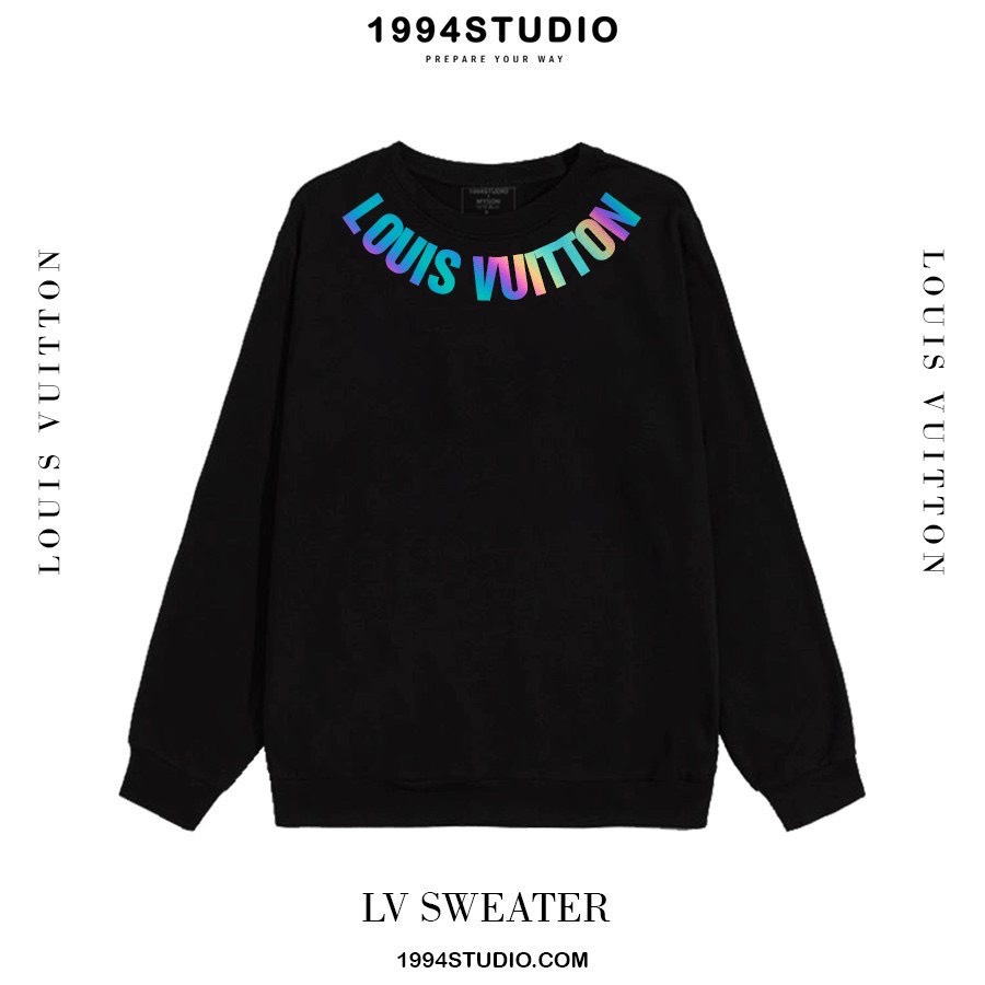 Áo Sweater LV.T in chữ Louis.Vuitton Phản Quang 7 Màu Áo nỉ Nam Nữ Dài tay Unisex in hiệu ứng Hologram