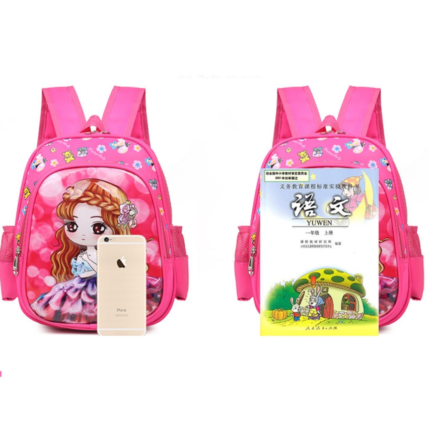 Cặp balo học sinh đi học mầm non mẫu giáo bề mặt in hình 3D công chúa chất liệu vải dù chống thấm nước cao cấp BL027