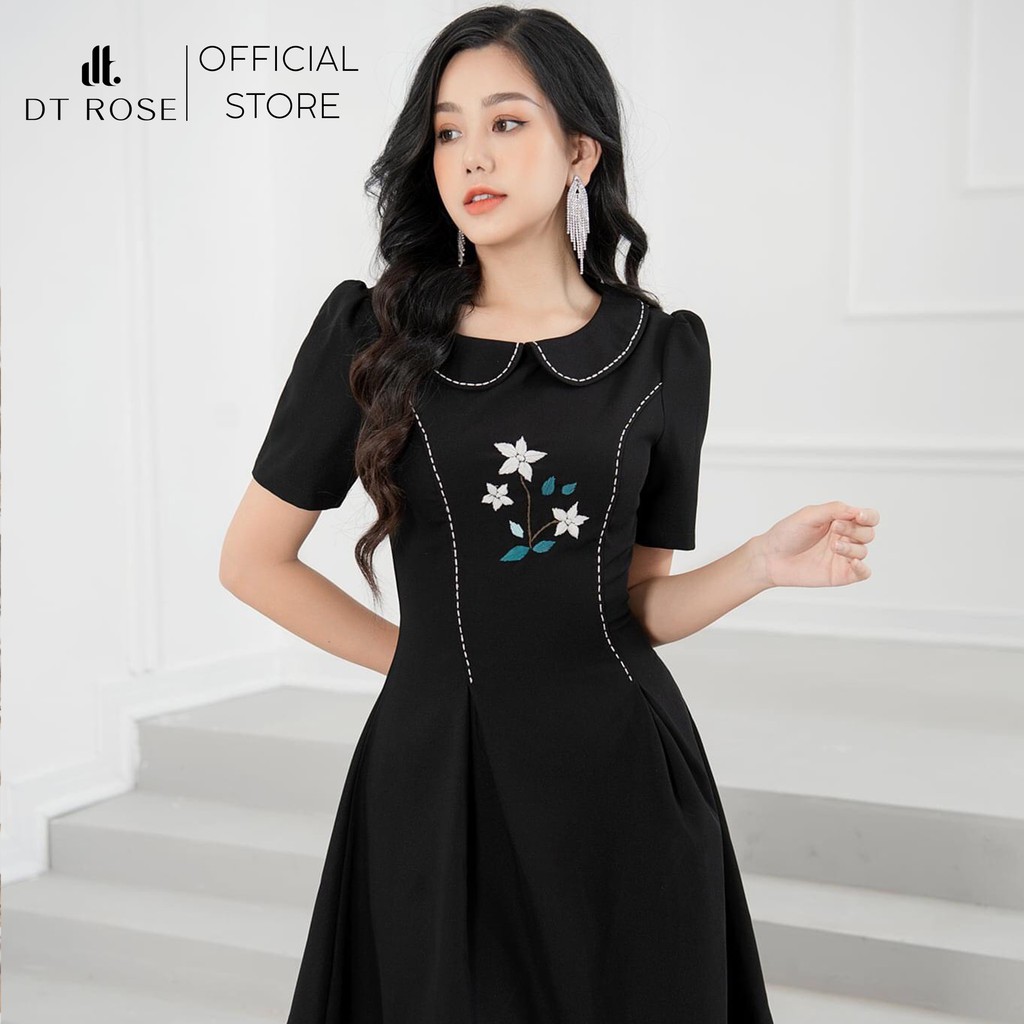 Váy Nữ DT ROSE Đen Thêu Hoa Tay VDTHT