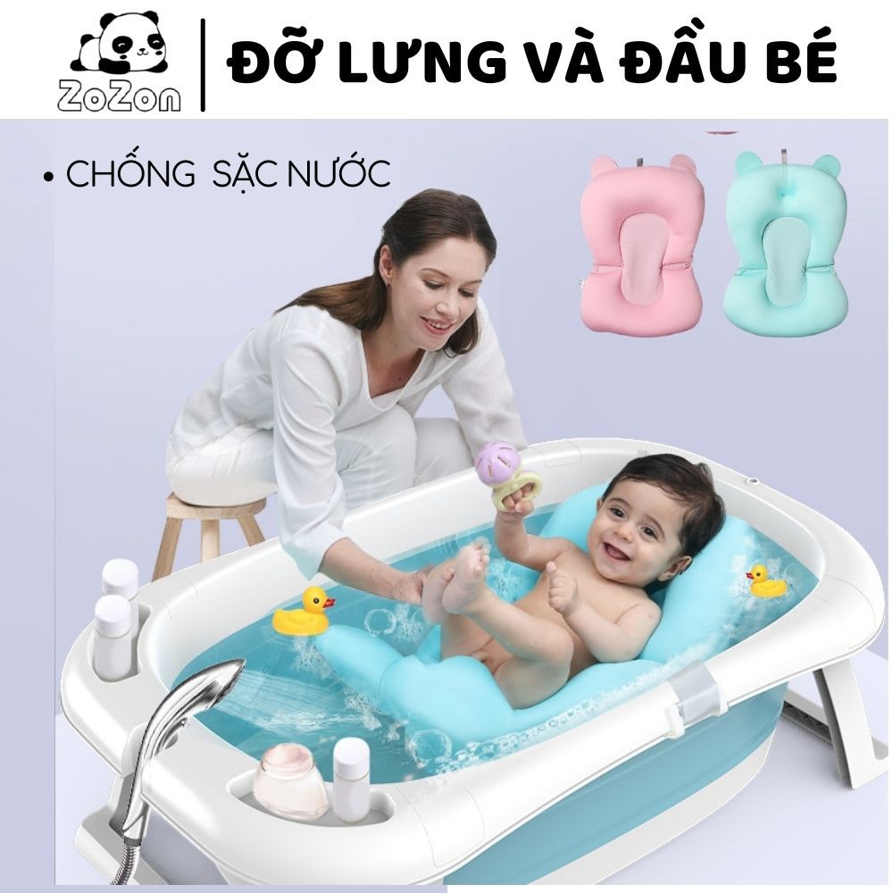 Lưới tắm cho bé phao nằm tắm cho trẻ sơ sinh xốp lưới vải chống trơn trượt đặt vào chậu tắm đỡ lưng đầu an toàn Zozon