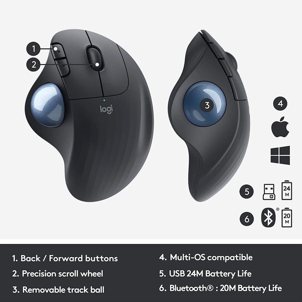 Chuột Không Dây Logitech Ergo  M575 - Hàng Chính Hãng