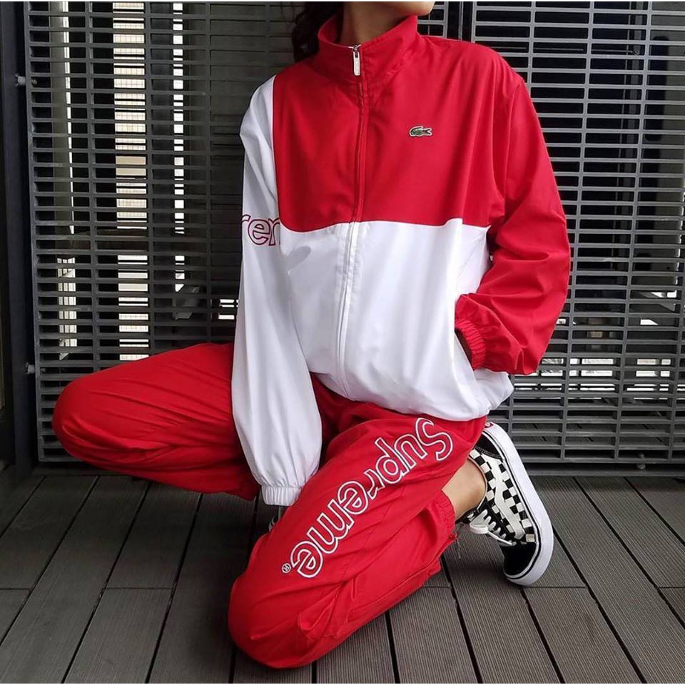 supreme lacoste track jacket red