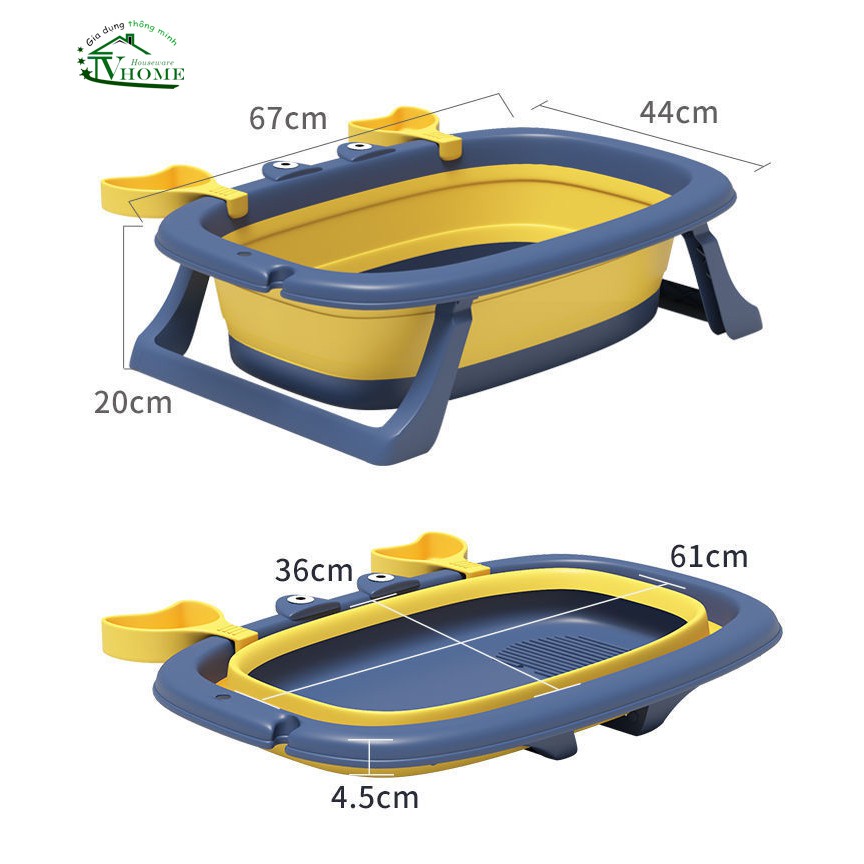 Bồn tắm trẻ em gấp gọn hình con cua dễ thương, thu hút các bạn nhỏ.
