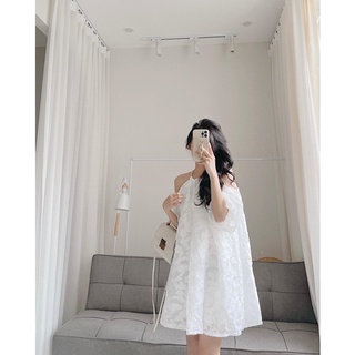 Váy cut out vai hoa nổi Samhyewear
