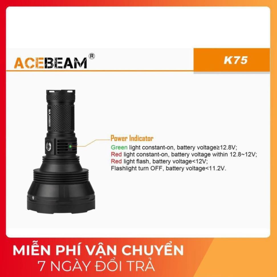 [SIÊU XA] [HÀNG ĐẦU TG] Đèn pin ACEBEAM K75 - Độ sáng 6500lm chiếu xa 2500m sử dụng 4 pin 18650 (không kèm theo)