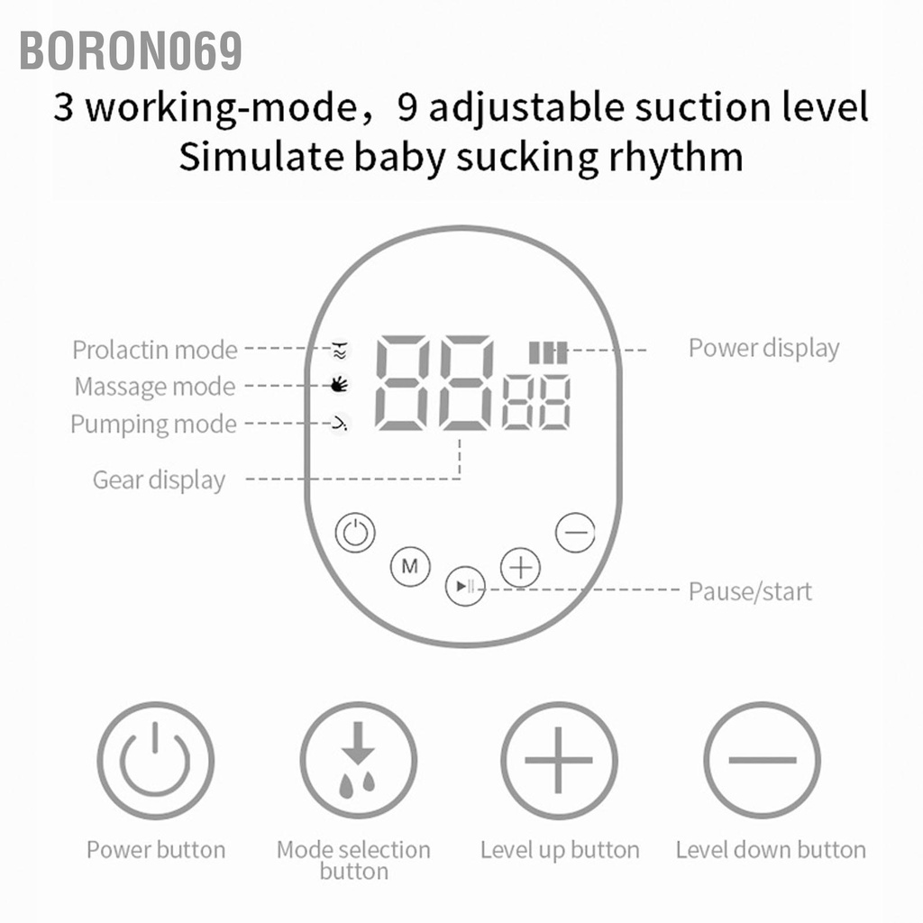 Boron069 Máy hút sữa đơn có thể đeo được Màn hình cảm ứng lớn điện bằng Màu xanh lá cây