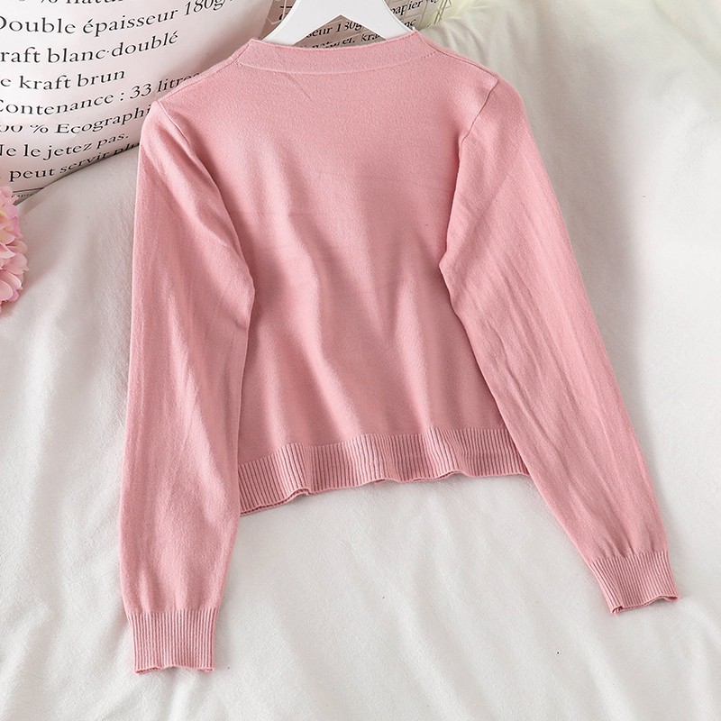 NUZIRO  Áo khoác cardigan dệt kim thiết kế đơn giản thời trang xinh xắn cho nữ