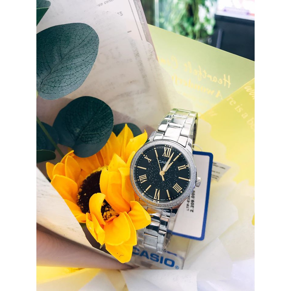 Đồng hồ nữ CASIO chính hãng LTP-E164D, dây kim loại
