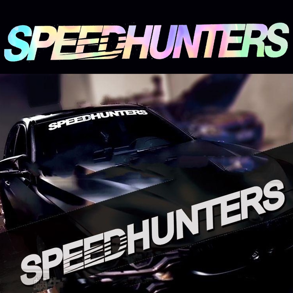 Decal Vinyl In Chữ Speed Hunters Dán Kính Chắn Gió Xe Hơi