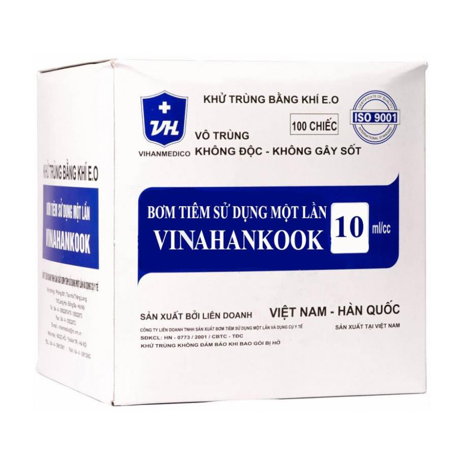 (chính hãng)Bơm tiêm Vinahankook 10cc/10ml(h/100c)