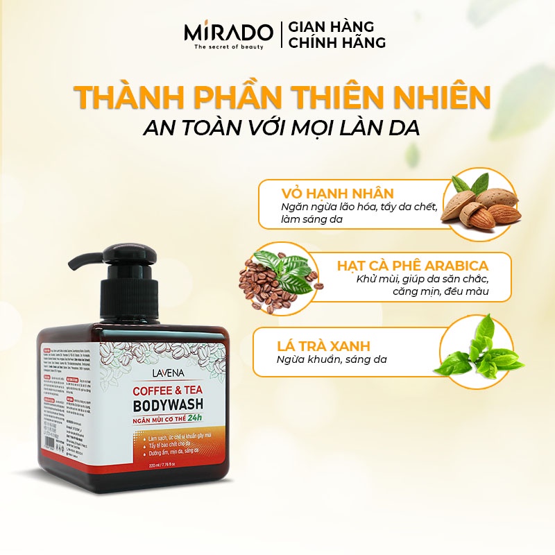 Combo Khử Mùi Cơ Thể, Diệt Khuẩn, Giảm Mụn Lưng, Sáng Da, Dưỡng Ẩm, Tấy Da Chết Lavena