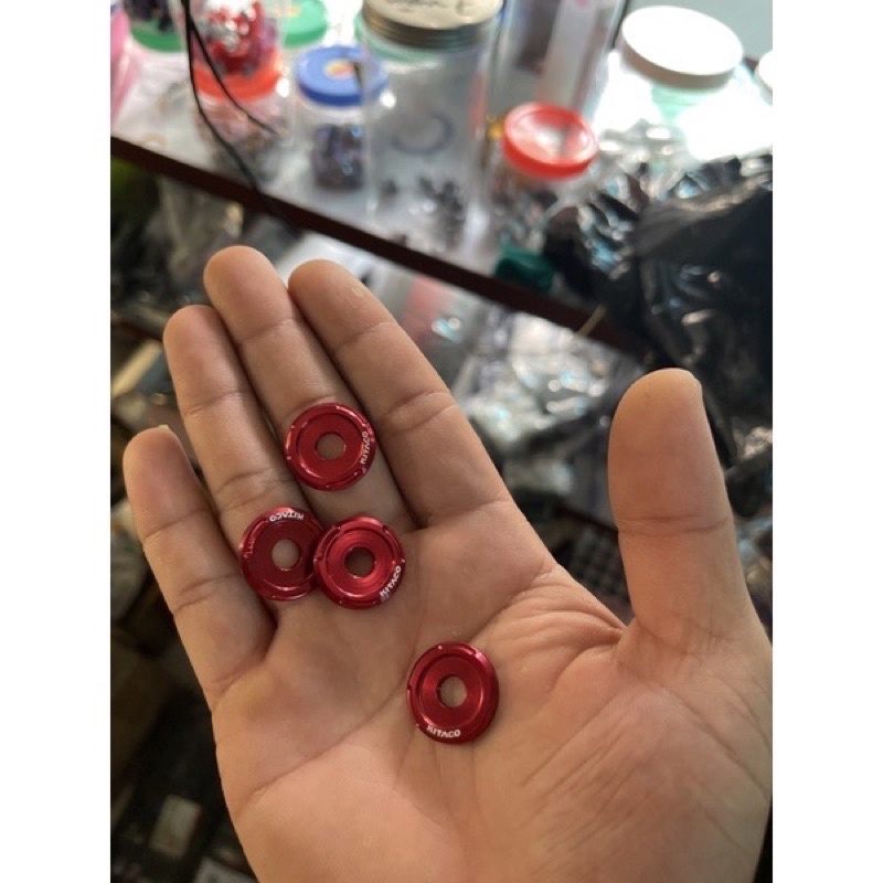 Combo 4 ốc Titan + 4 Lông Đền Gắn Tay Sách Wave 50/100/110 Cực Chất