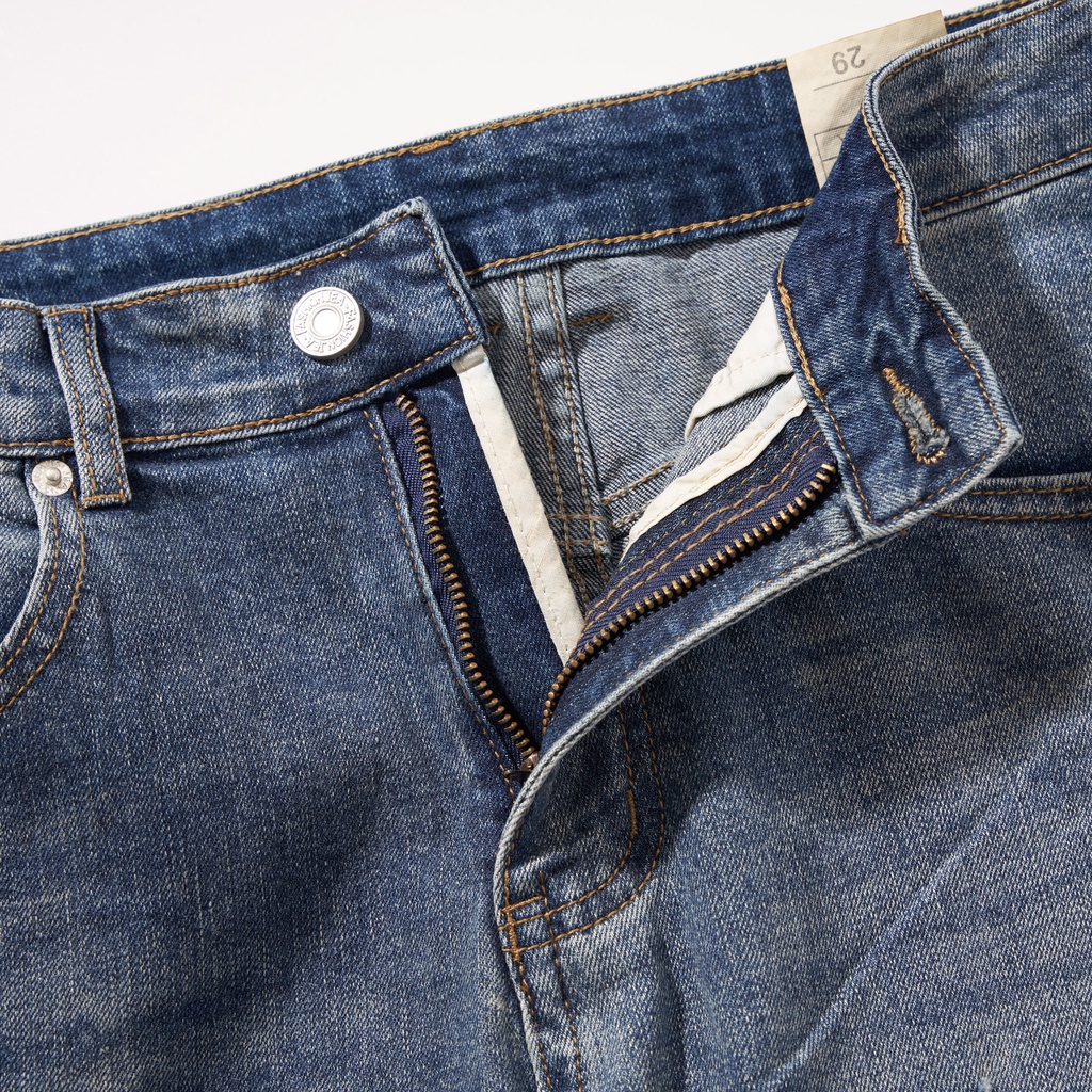 Quần Jean Nam Xanh Rách ATINO Chất Liệu Jean Pha Spandex Form Slim-Fit QJ1.1028