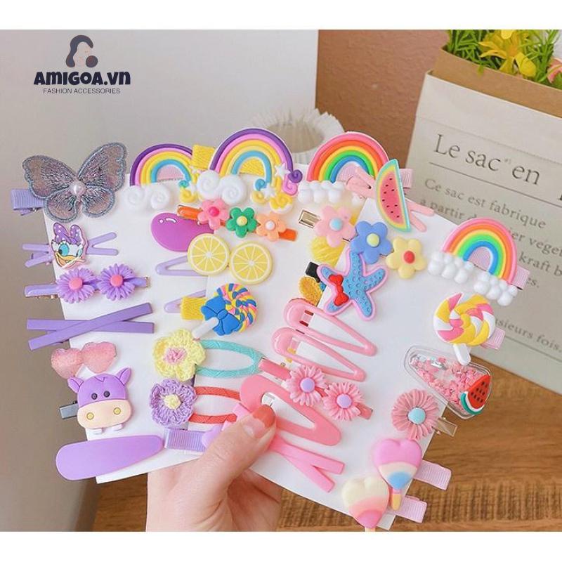 ✨✨ Set Kẹp Tóc 14 Món Nhiều Hình Kute Cho Bé Gái siêu cute, dễ thương