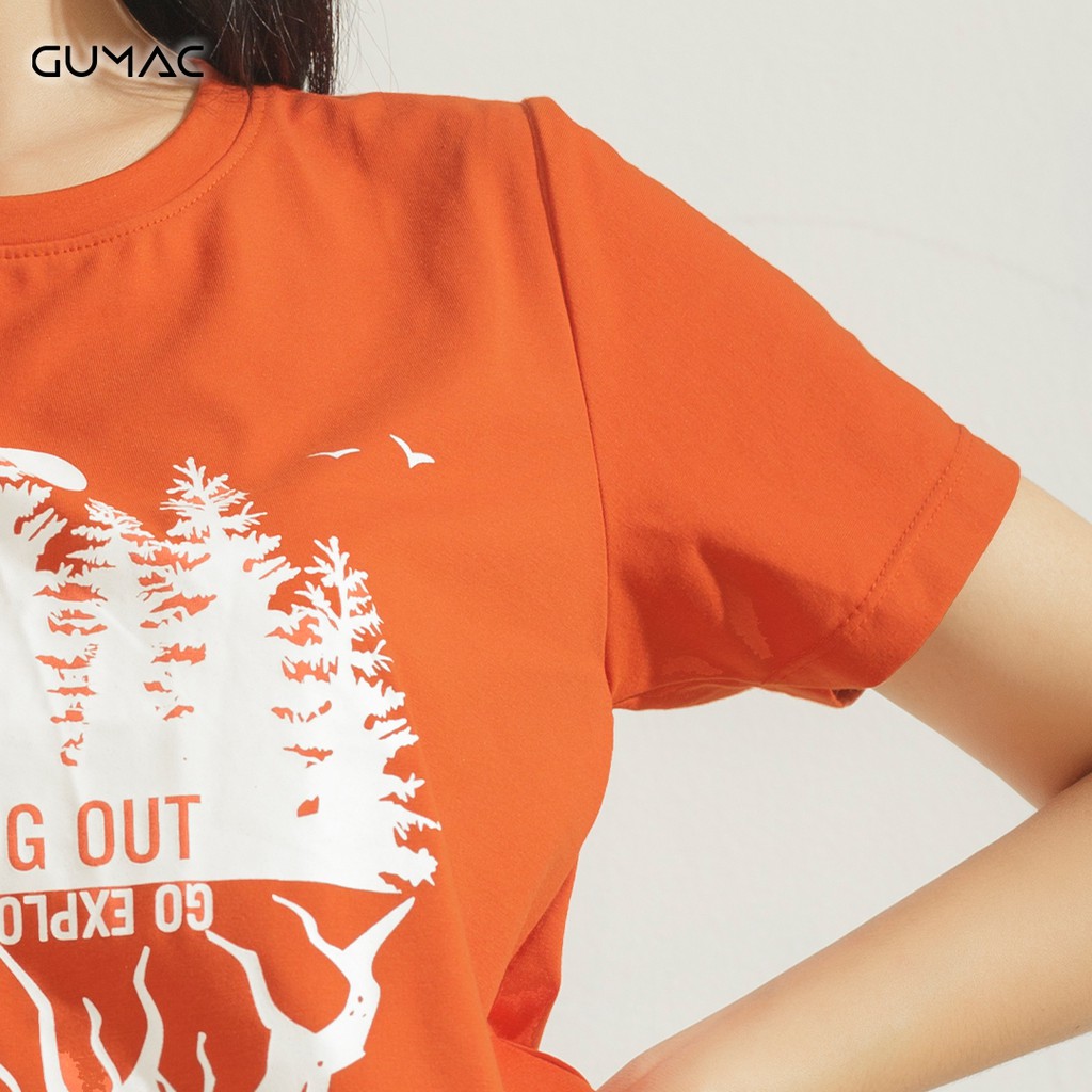 Áo thun nữ in họa tiết GUMAC form basic nhiều màu cá tính ATA628 | BigBuy360 - bigbuy360.vn