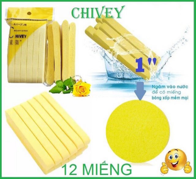 Bông nở rửa mặt bọt biển Chivey Nhật Bản