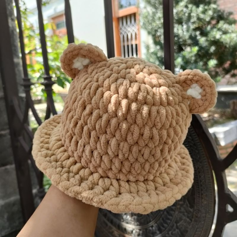 Nón len tai gấu cho bé