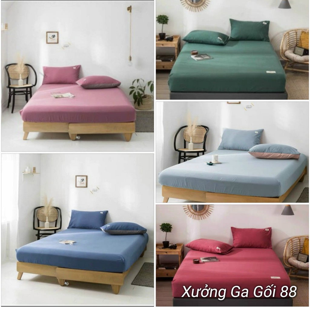 Bộ Ga Gối Cotton Tici Vải Nhập Mềm Mịn, Đủ Kích Thước, Màu Sắc (Shop Bo chun Miễn Phí Ga)