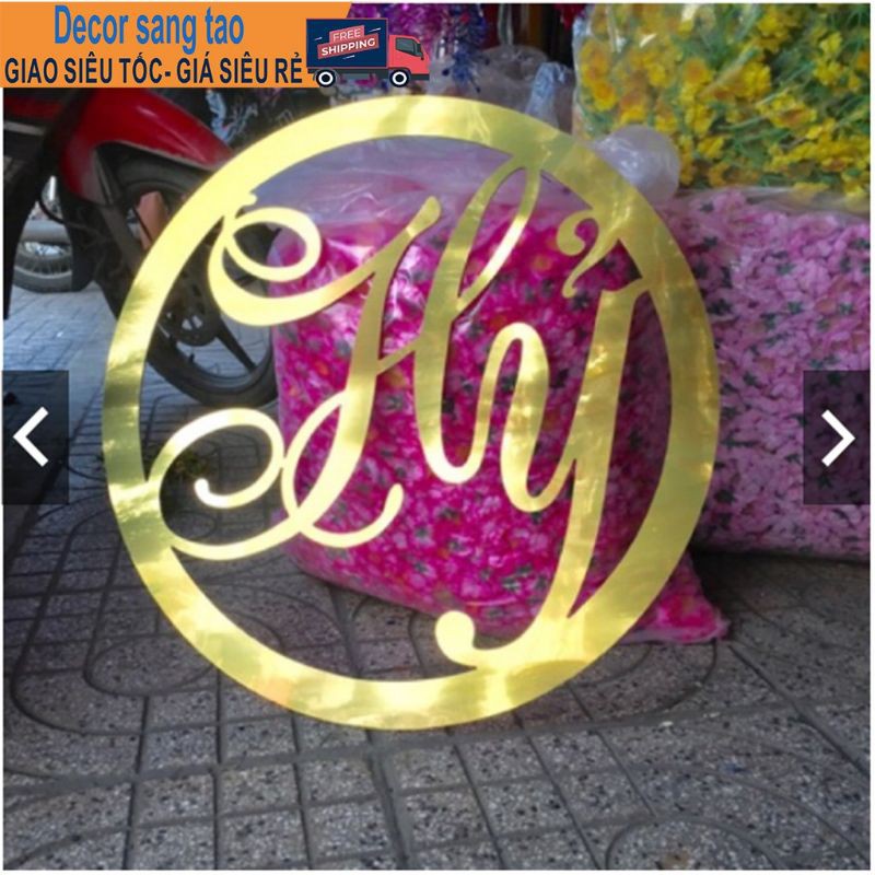 Chữ Hỷ alu gương vàng 3mm cỡ 40×40,60×60