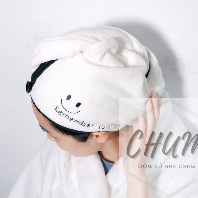 Khăn Quấn Tóc , Mũ Tắm Trùm Đầu ủ tóc siêu thấm , làm khô tóc siêu nhanh Chumdecor