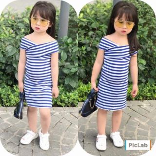 Đầm body sọc mặc 2 kiểu