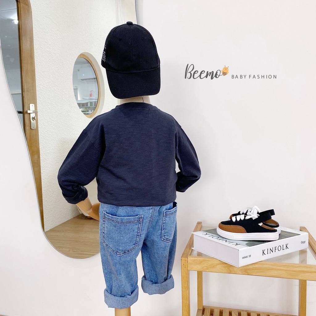 Áo phông dài tay bé trai Beemo hình mickey Áo thun cho bé trai cotton trắng đen xám 1 đến 6 tuổi - ATBB