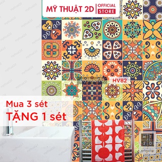Decal gạch bông dán bếp hoa văn pattern - Mua 3 set tặng 1 set