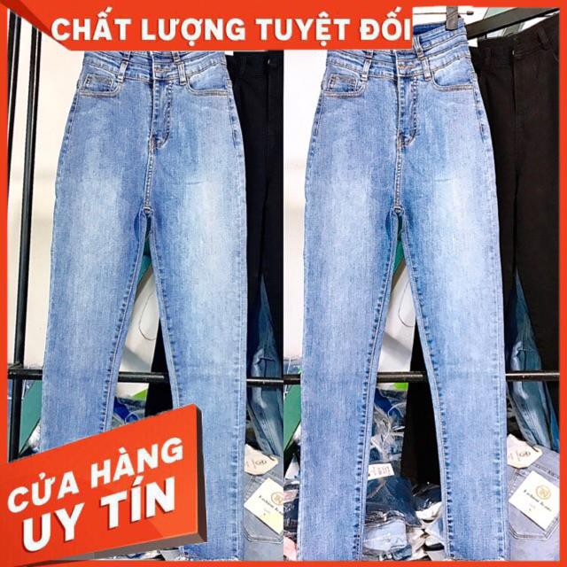 [ Mã FAGREEN55 giảm 10% tối đa 30K đơn 99K] Quần jeans ôm lưng cao 2 nút dáng siêu dài- hình thật chính chủ