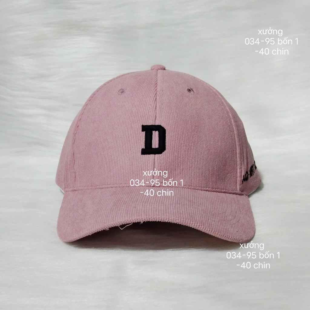 Mũ lưỡi trai thêu chữ D Nón kết chất nhung cao cấp thời trang form unisex nam nữ sản xuất tại xưởng lớn nhất VN