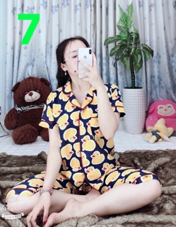 Pizama kate quần lửng full viền