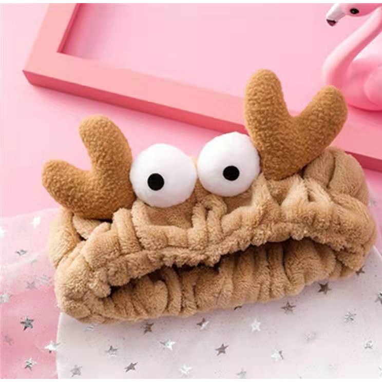 Băng Đô Cài Tóc Hình Sừng Hươu Mắt To Hoạt Hình 3D Phong Cách Hàn Quốc