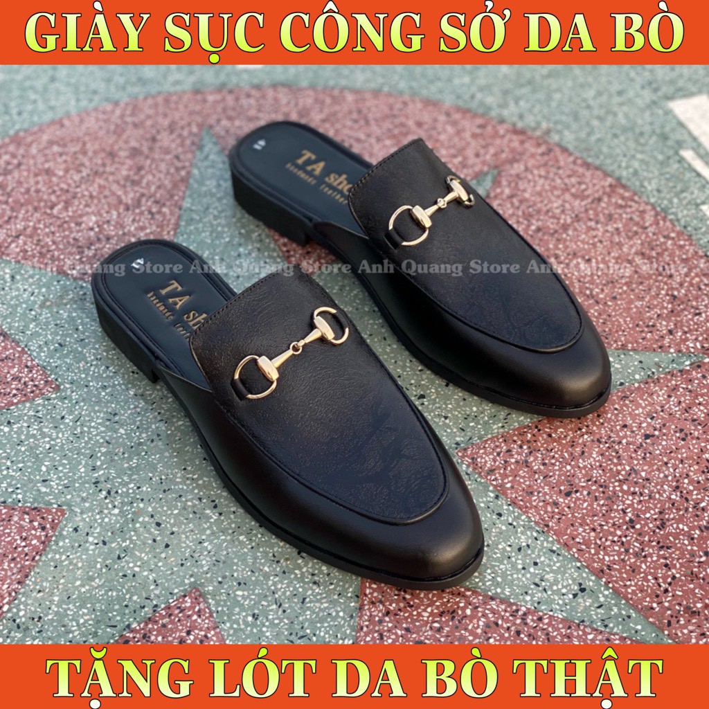 Giày sục nam da bò cao cấp phong cách tây âu lịch lãm bảo hành 1 năm AQ0308