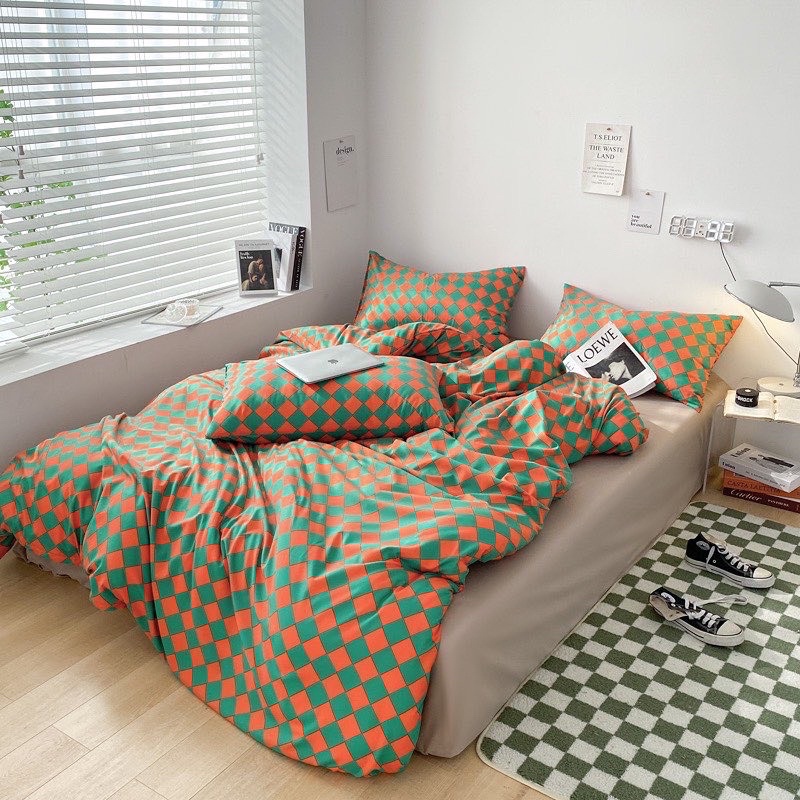 Set Chăn Ga Cotton Tc Nhật Kẻ Caro Basic Dày Dặn Thoáng Mát (Shinbedding)