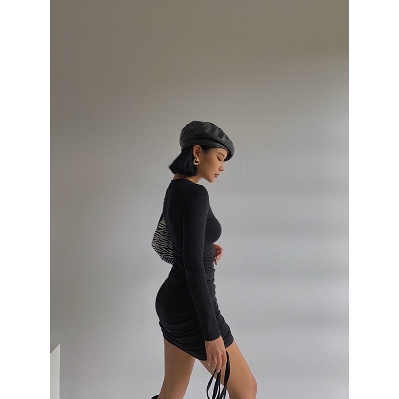 🦋 Đầm Body Tay Dài Rút Dây Sườn 🦋