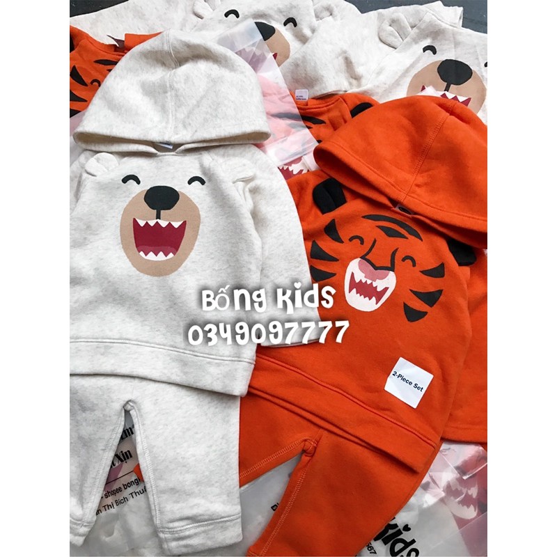 Bộ Nỉ Bé Trai Hoodie Thú Cười ON