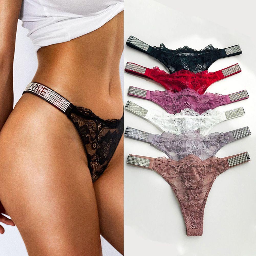 Quần Lót Nữ In Chữ Cái Phối Ren|Quần Lót Lọt Khe Eo Thấp Thời Trang