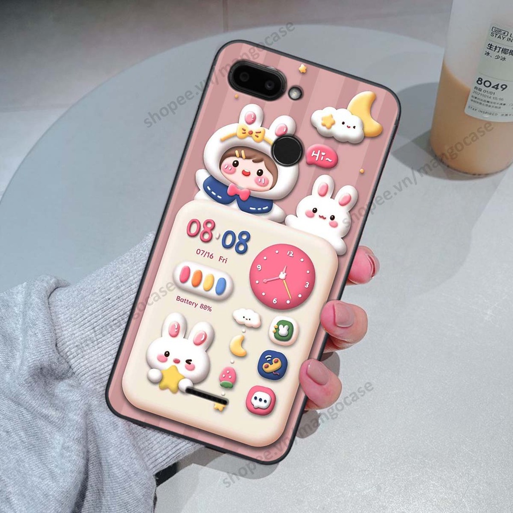 Ốp lưng Xiaomi Redmi 6 hình gấu, thỏ, đồng hồ cute dễ thương