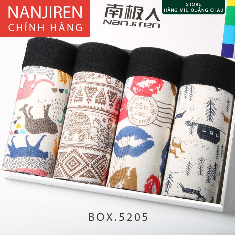 Hộp 4 quần lót nam, sịp nam boxer NANJIREN chính hãng nhập khẩu