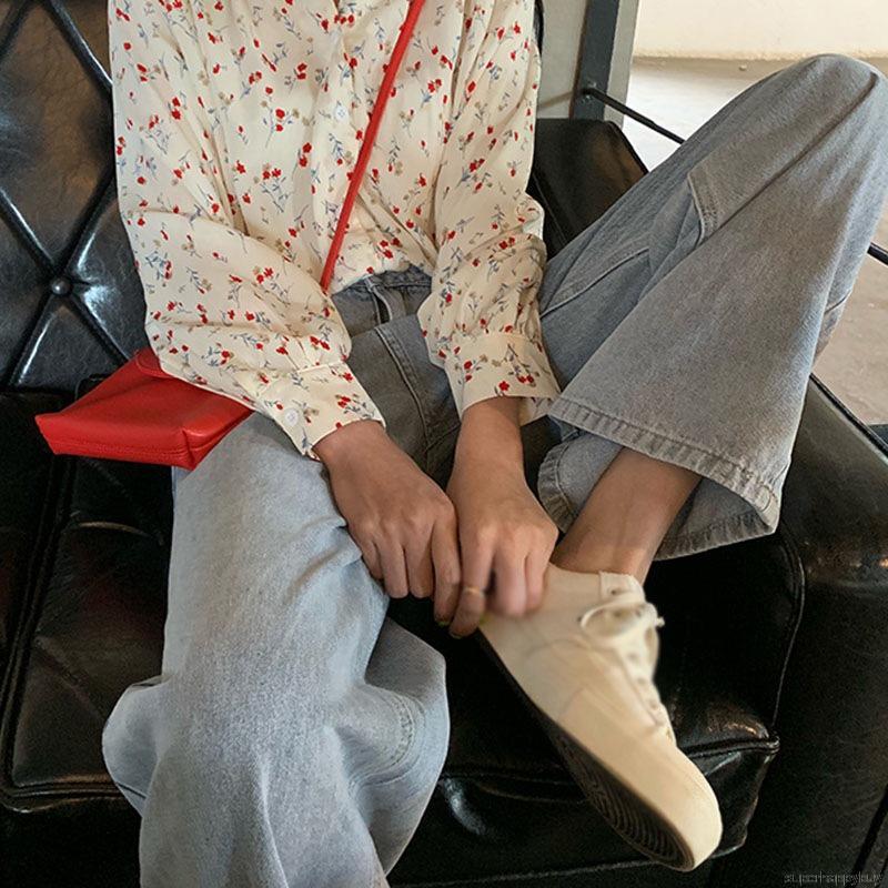 Quần Jean Ống Rộng Lưng Cao Cá Tính Theo Phong Cách Hàn Quốc Dành Cho Nữ