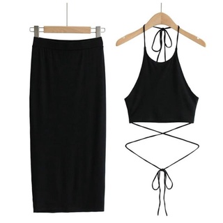 Set áo cột dây đan eo và chân váy body