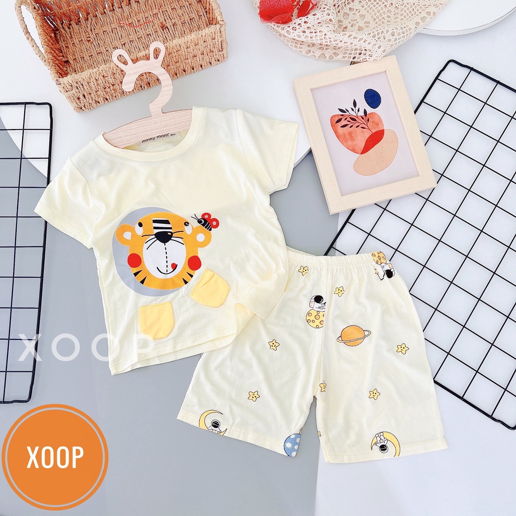 (Đại 8-29kg) Bộ cộc thun lạnh hàng minky mom họa tiết  khủng long có mũ có tai cho bé (SP002102 ) shop phúc yến