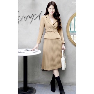 Set vest chân váy rập ly cao cấp
