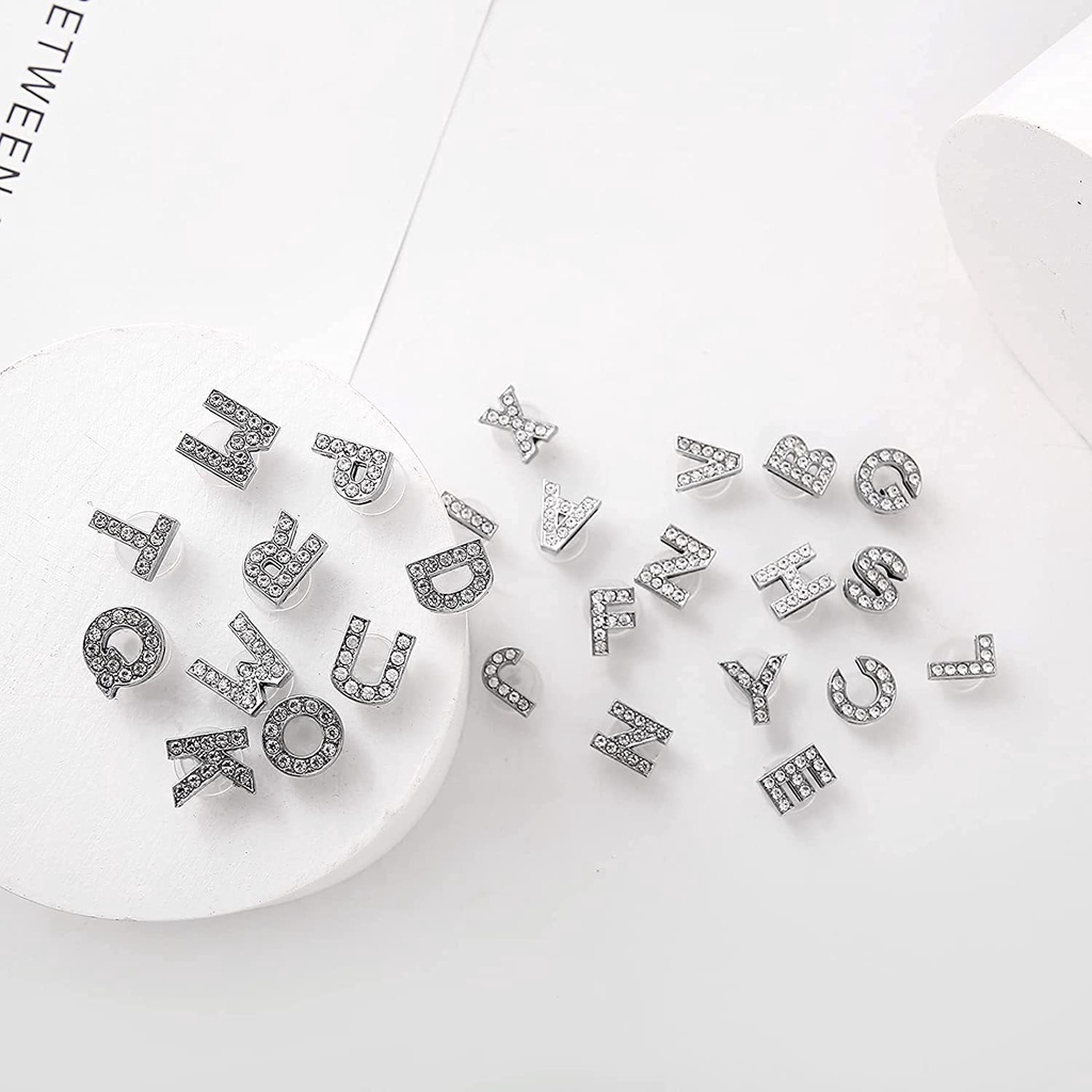 chữ pha lê PVC phụ kiện dép Crocs charm DIY khóa giày crocs jibbitz crocs trang trí lỗ giày phụ kiện giày dép crocs nút trang trí giày trẻ em Dép Sandal Đồ trang sức Quà tặng sáng tạo món quà đặc biệt
