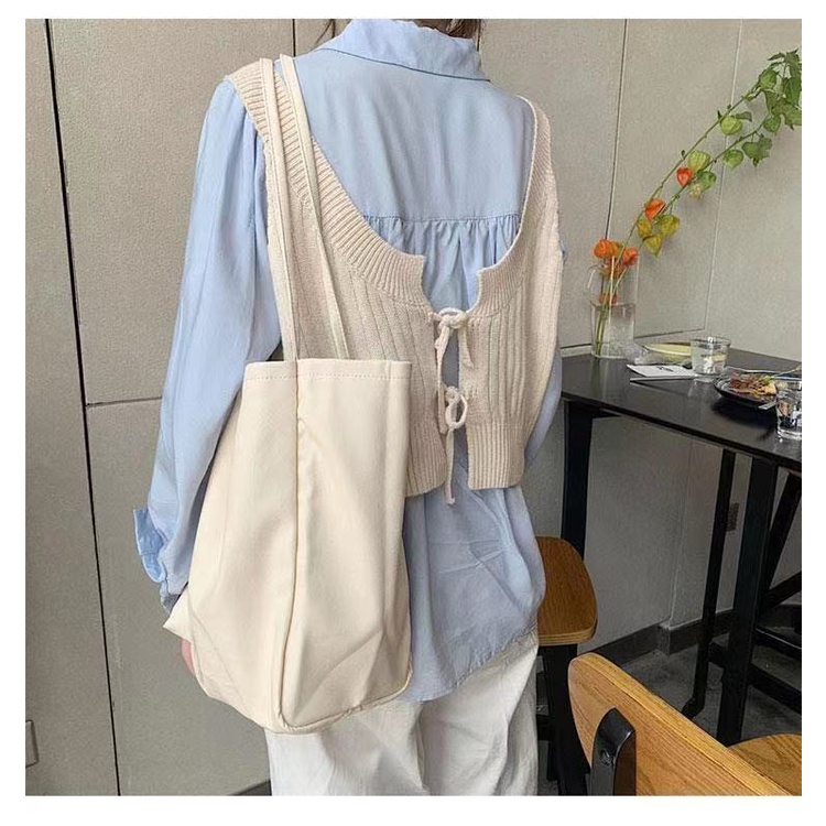 Set áo sơ mi dài tay cổ bẻ + áo len không tay thời trang nữ