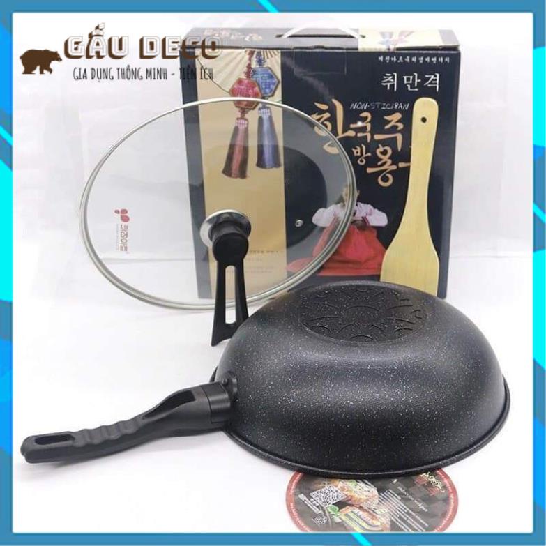 [FREESHIP]  CHẢO ĐÁ SÂU LÒNG HÀN QUỐC SIZE 32CM CÓ NẮP